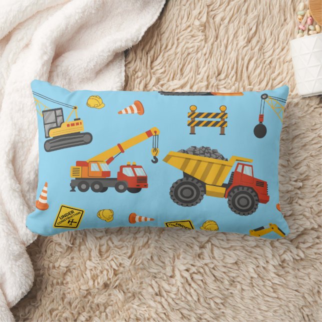 Construction Theme Blue Lumbar Cushion (Blanket)