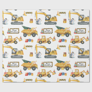 Construction Theme Christmas Wrapping Paper