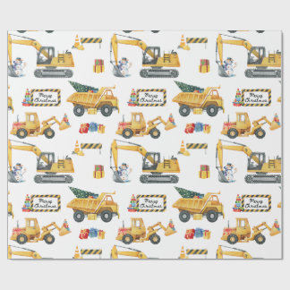 Construction Theme Christmas Wrapping Paper