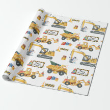 Construction Theme Christmas Wrapping Paper