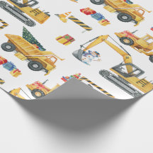 Construction Theme Christmas Wrapping Paper