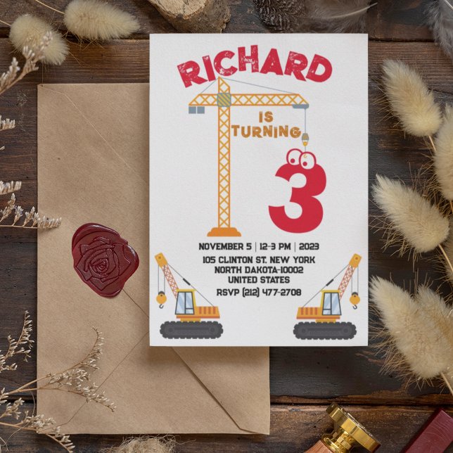 Construction Theme Kid's Birthday Party Invitation (Creator Uploaded)