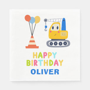Construction Theme Kid's Birthday Party Napkin