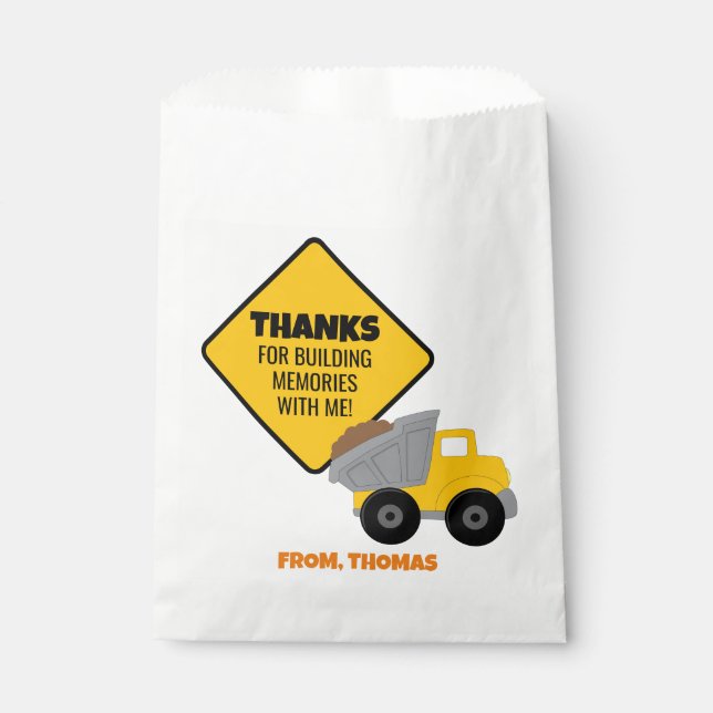 Construction Themed Birthday Favour Bag (Front)