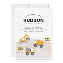 Construction Themed Birthday Party Invitation