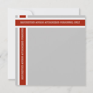 Construction Themed Restricted Access Red Tape Card