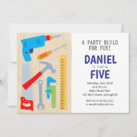 Construction Tool Birthday Party Invitation