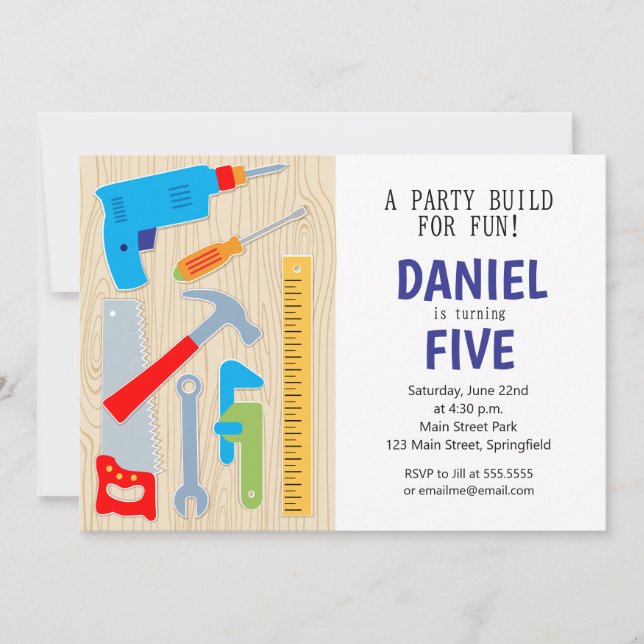 Construction Tool Birthday Party Invitation (Front)
