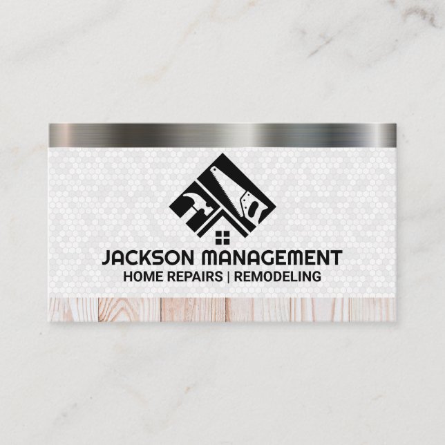 Construction Tool Logo | Building Material Business Card (Front)