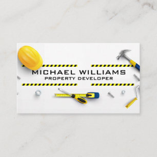Construction Tools and Equipment Caution Tape Business Card
