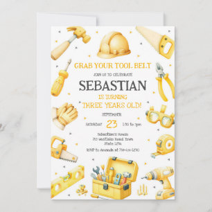 Construction Tools Birthday Invitation