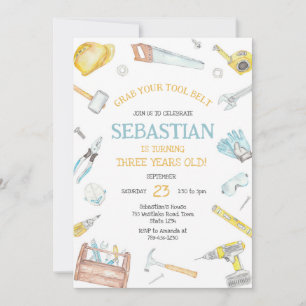 Construction Tools Birthday Invitation