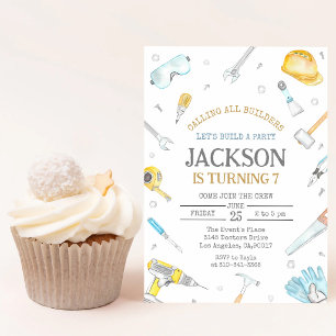 Construction Tools Dump Trucks 5th Birthday Invitation
