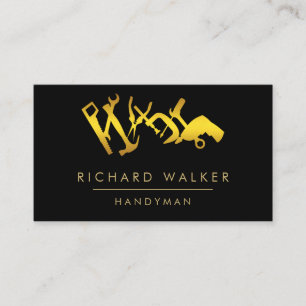 Construction Tools Handyman Gold Black Business Card