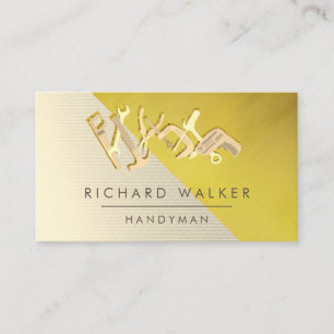 Construction Tools Handyman Gold Glitter Black  Bu Business Card