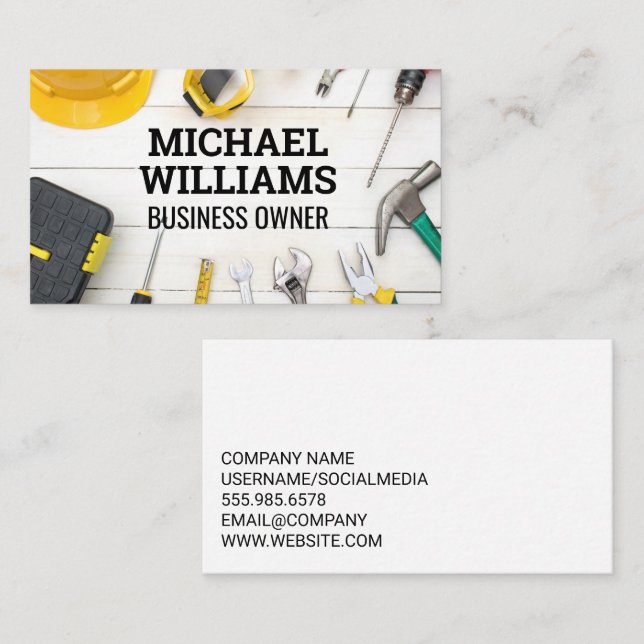 Construction Tools | Hardware | Carpentry  Business Card (Front/Back)