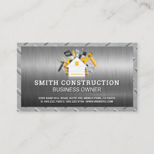 Construction Tools Home Logo   Steel Metal Business Card