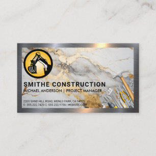 Construction Tools   Metal Border   Marble Business Card