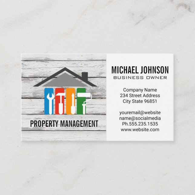 Construction Tools | Property Management | Repair Business Card (Front)