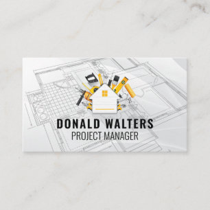 Construction Tools   Schematics Background Business Card