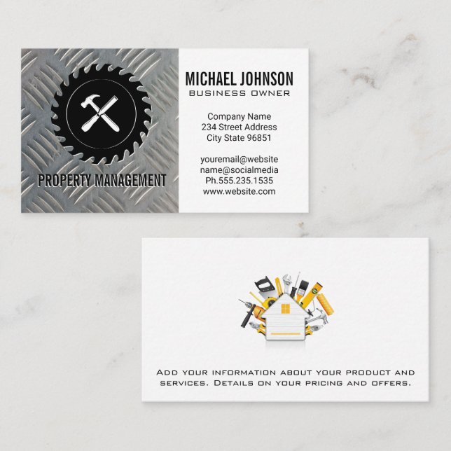 Construction Tools | Steel Plate Pattern Business Card (Front/Back)
