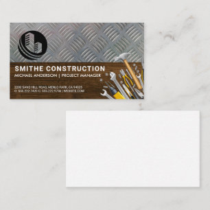 Construction Tools   Steel Plate   Wood Grain Business Card