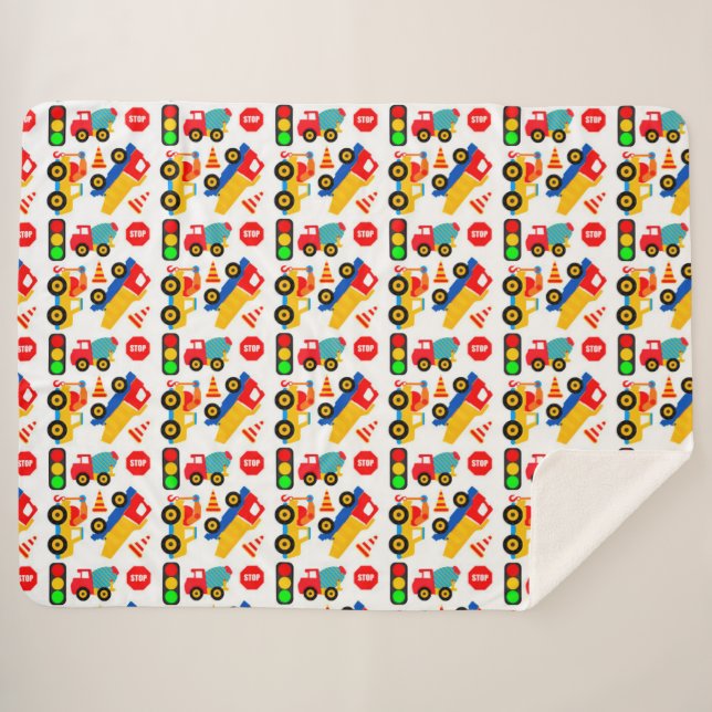Construction Toys Sherpa Blanket (Front (Horizontal))