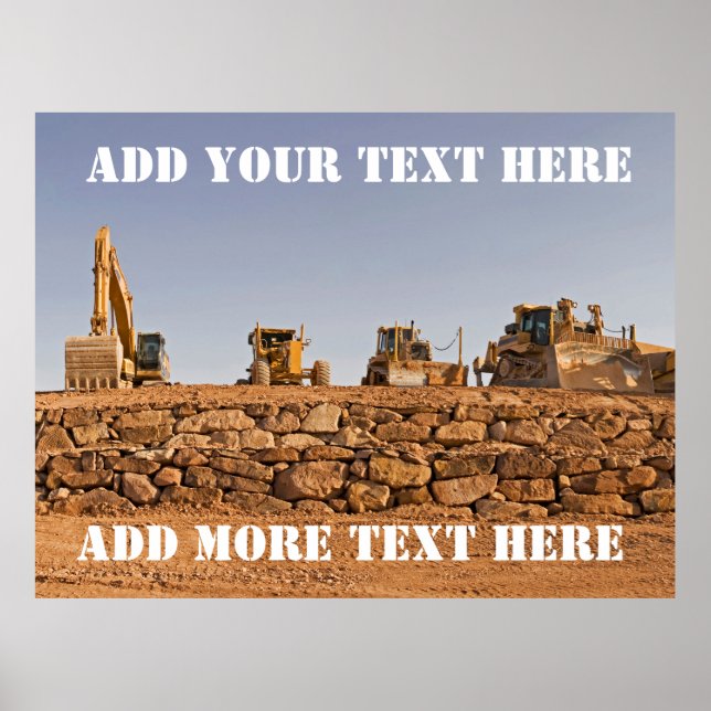 Construction Tractors Custom Message Poster (Front)