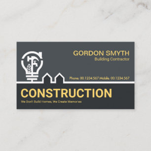 Construction Tree Bulb Border Building Contractor Business Card