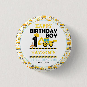 Construction Truck 1st Birthday Kids Party 3 Cm Round Badge