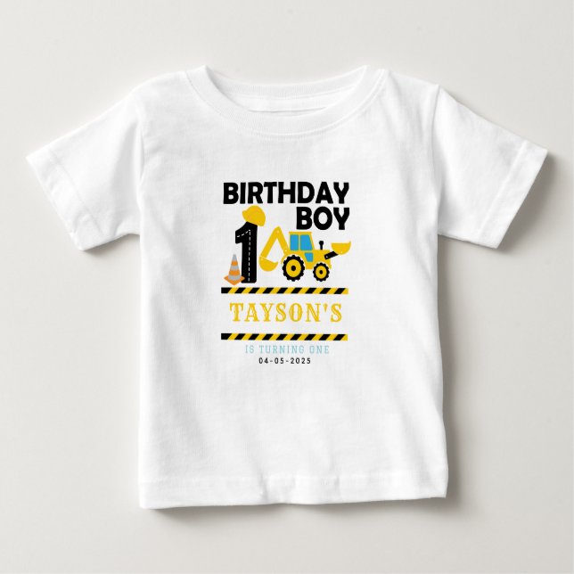 Construction Truck 1st Birthday | Kids Party Baby T-Shirt (Front)