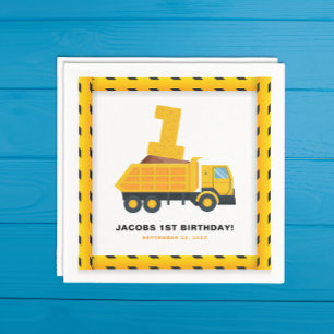 Construction Truck 1st Birthday Party Napkins 