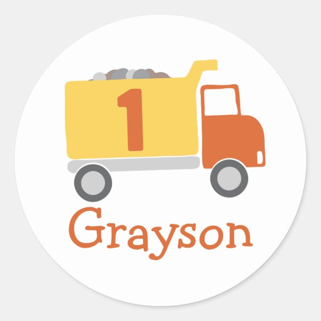 Construction Truck 1st Birthday Party Stickers (Front)