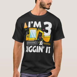 Construction Truck 3rd Birthday Boy 3 Three Excava T-Shirt