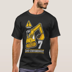Construction Truck 7th Birthday 7 Years Old Digger T-Shirt