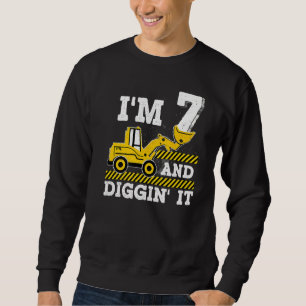 Construction Truck 7th Birthday Boy Excavator 7 Di Sweatshirt