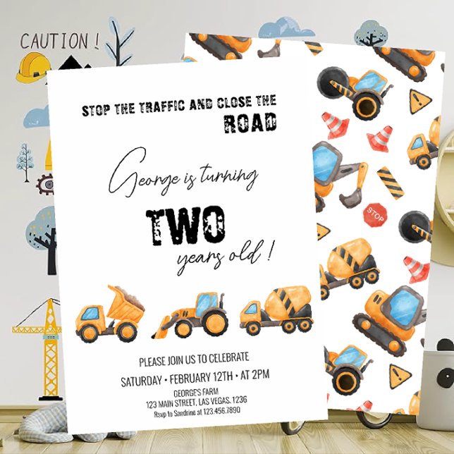 Construction Truck any age Birthday  Invitation (Creator Uploaded)