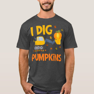 Construction Truck Autumn Fall Pumpkin Boy Ecavato T-Shirt
