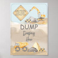 Construction Truck Baby Shower Dump Diapers Here