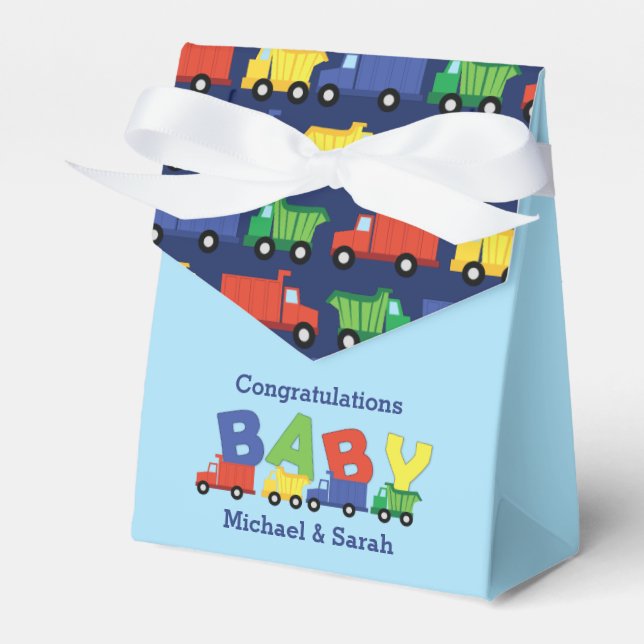 Construction Truck Baby Shower Favour Box (Front Side)