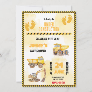 Construction Truck  Baby Shower Invitation