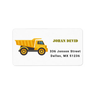 Construction Truck Birthday Address Label