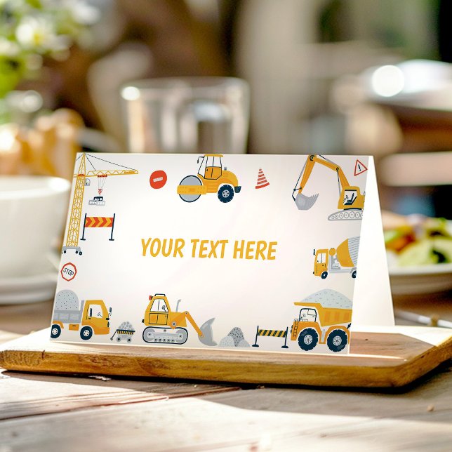 Construction Truck Birthday Food Tent  Place Card (Creator Uploaded)
