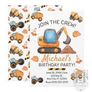Construction Truck Birthday Invitation