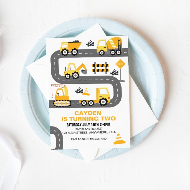 Construction Truck Birthday Invitation (Creator Uploaded)