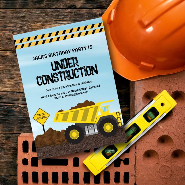 Construction Truck Birthday Invitation (Creator Uploaded)