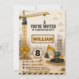Construction Truck Birthday Invitation | Personali