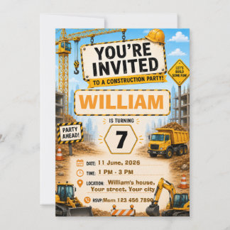 Construction Truck Birthday Invitation | Personali
