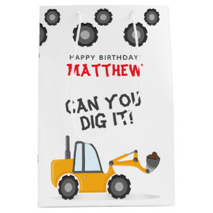 Construction Truck Birthday Medium Gift Bag
