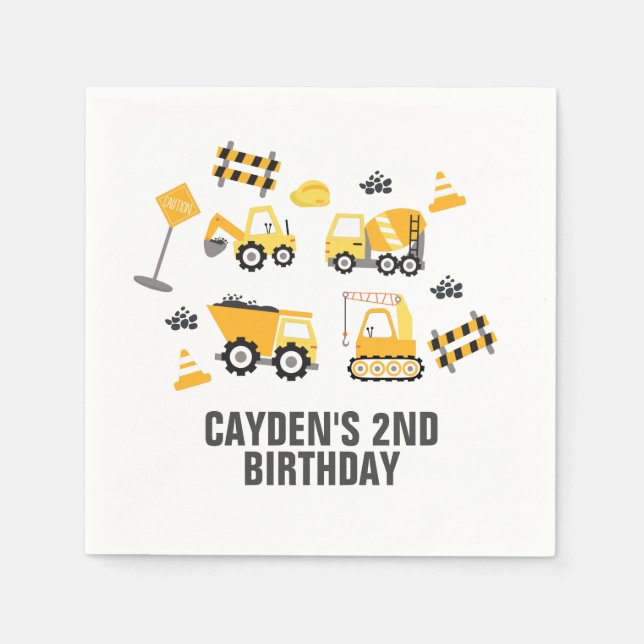 Construction Truck Birthday Napkins (Front)